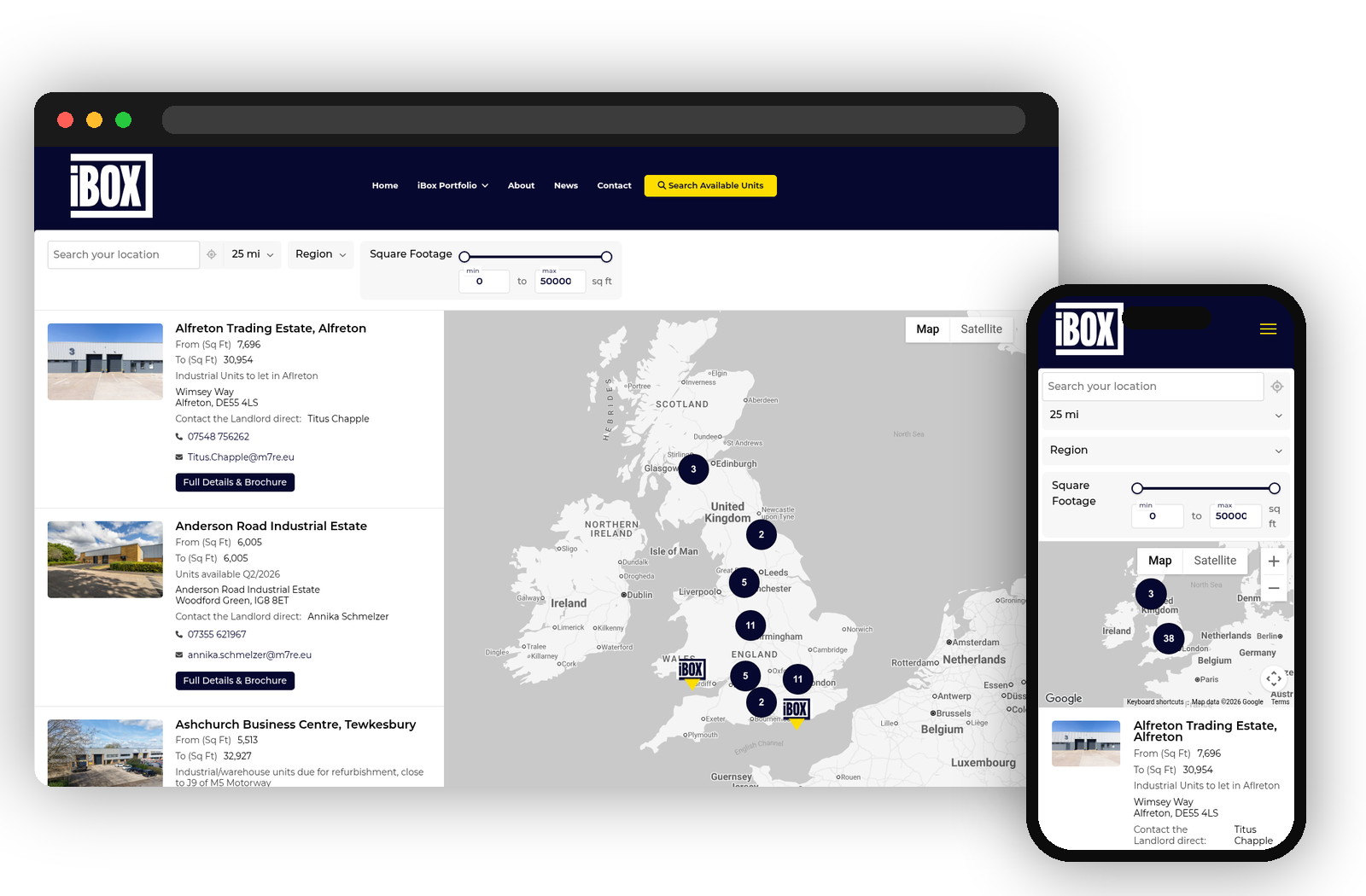 iBox Property website shown on desktop and mobile