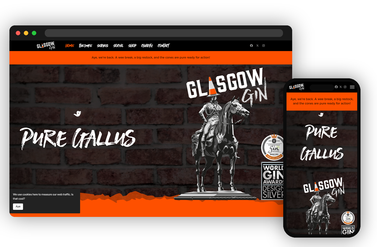 Glasgow Gin website shown on desktop and mobile