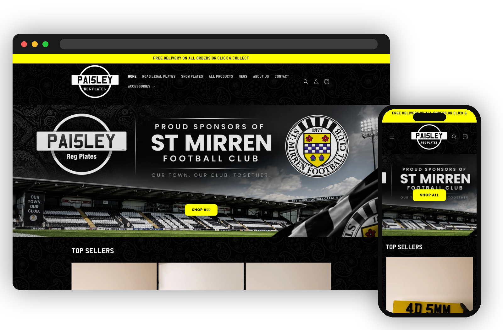 Paisley Reg Plates website shown on desktop and mobile