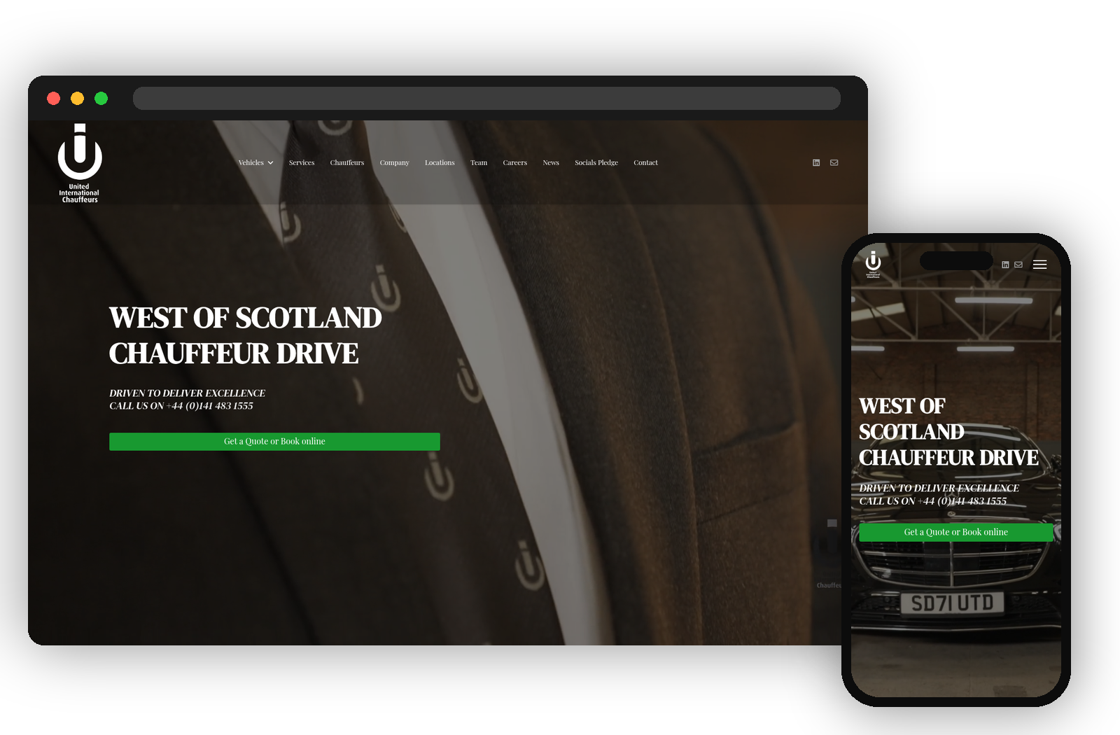 West of Scotland Chauffeur Drive website shown on desktop and mobile